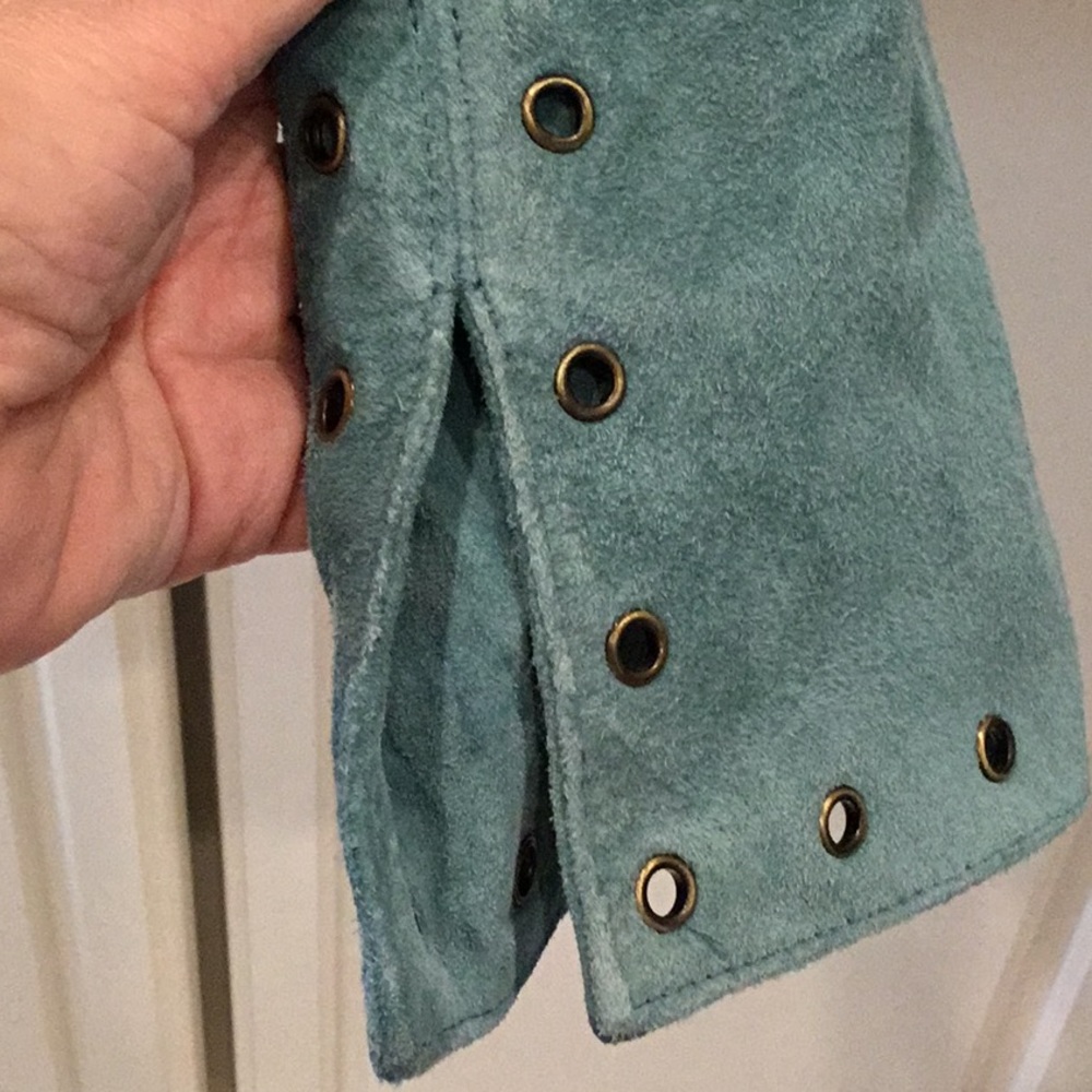 Sharon Young Vintage Blue Suede Boho Jacket - Picture 5 of 8